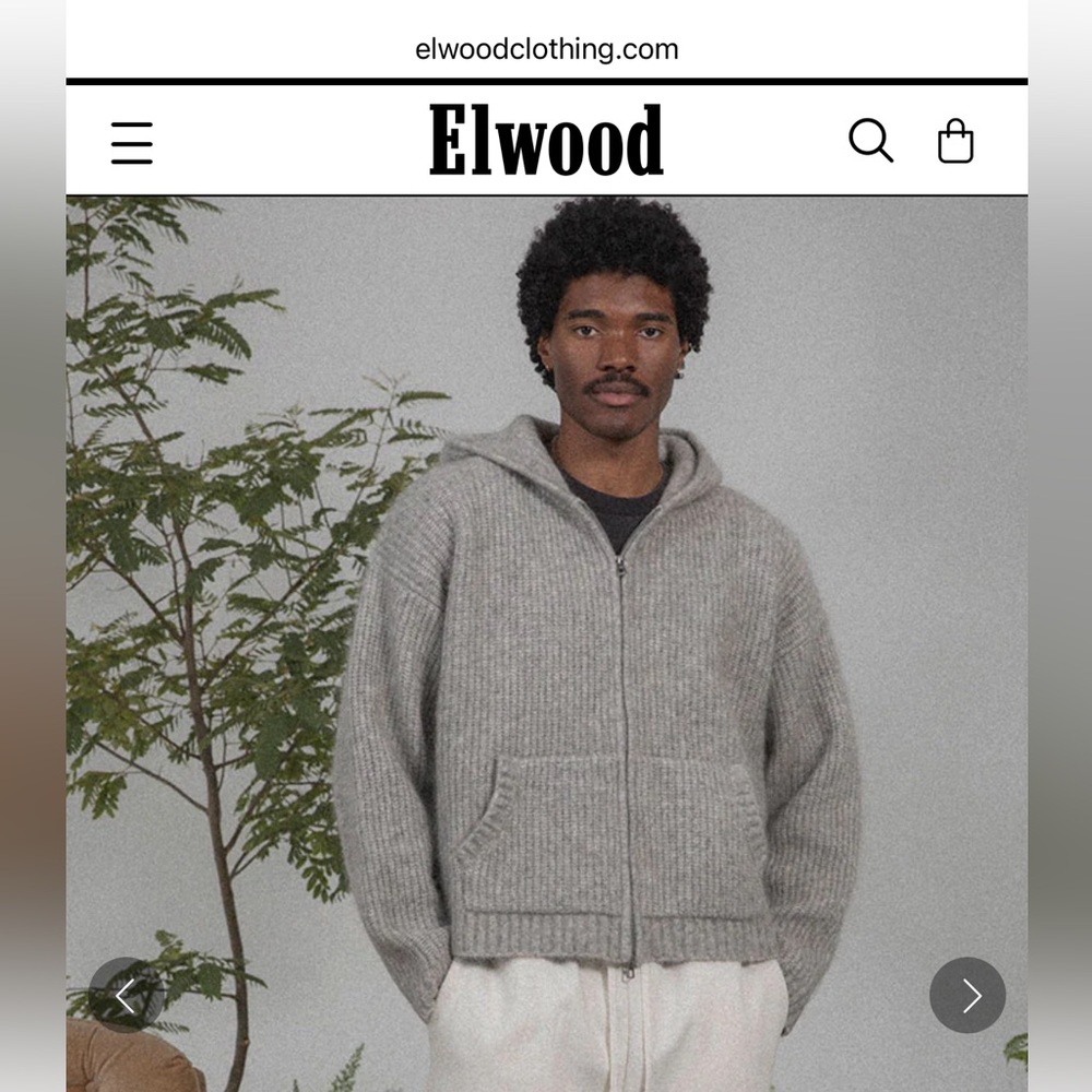Elwood Pink Mohair Hooded Knit Two Way Zip-Up Sweater Jacket - Picture 3 of 3
